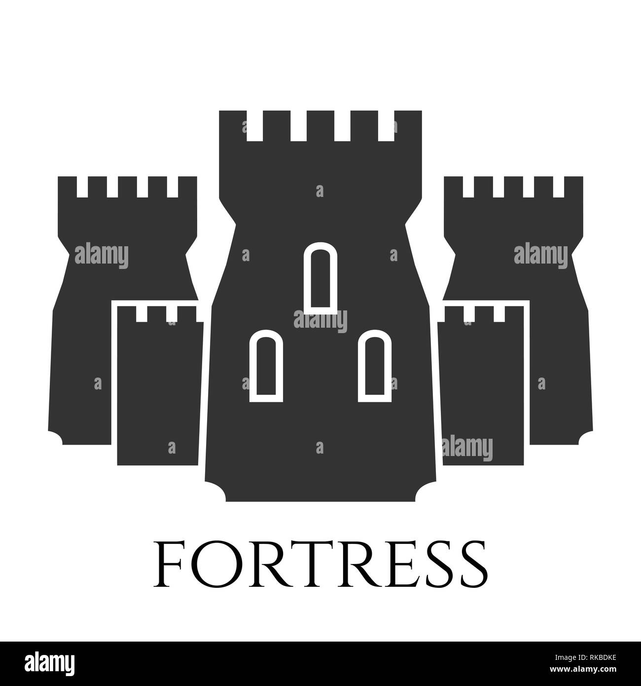 Il castello di vettore di simbolo. Fortress Icona isolati su sfondo bianco. Illustrazione Vettoriale