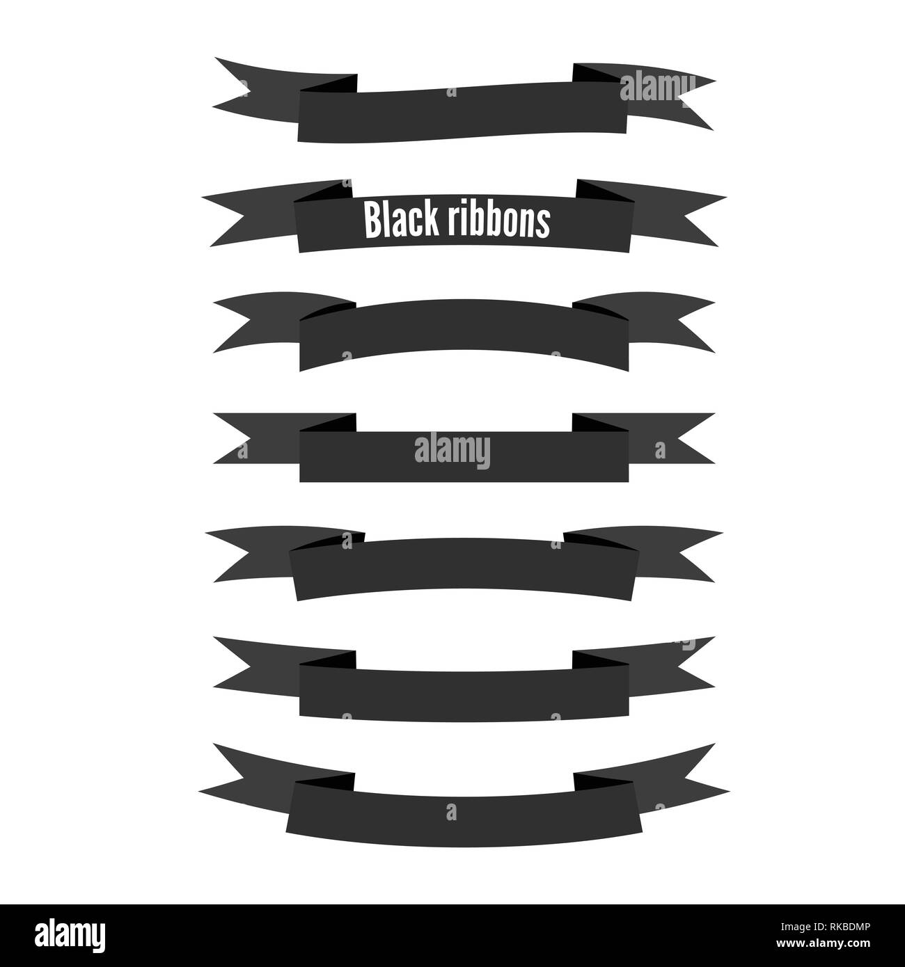 Vettore nastro nero banner set. Bella vuota per decorazione grafica. Vecchio stile vintage design. Premio elementi decorativi isolato Illustrazione Vettoriale