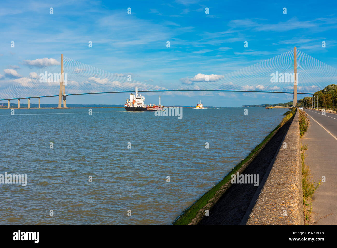 Ponte Normandia e la Senna in Normandia Francia Foto Stock