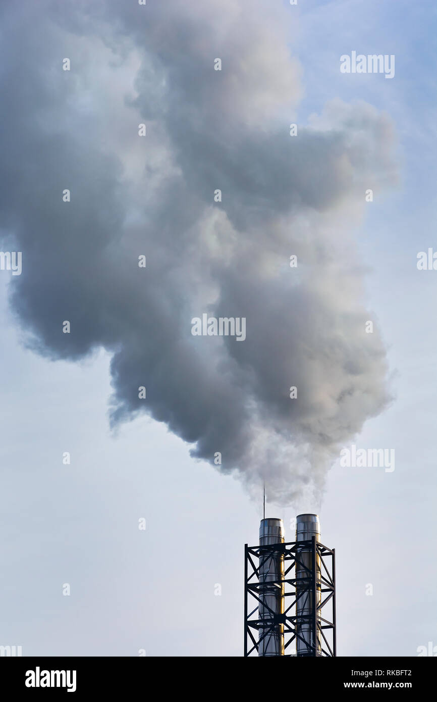 Il fumo proveniente da un camino Foto Stock