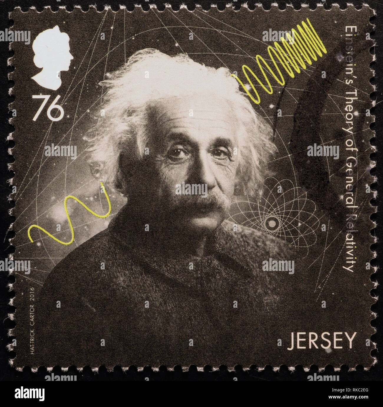 Scienziato Albert Einstein sul francobollo di Jersey Foto Stock