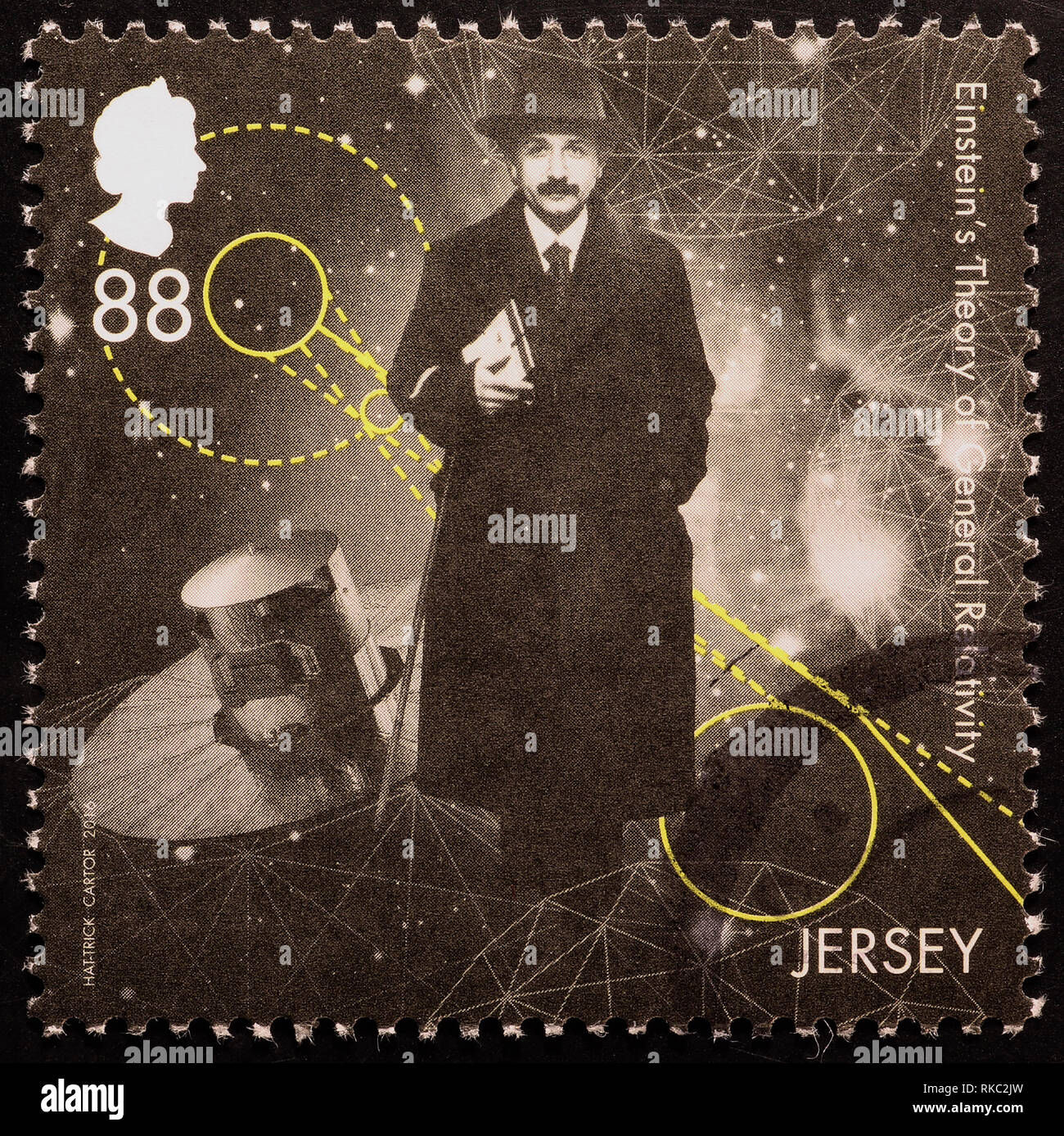 Scienziato Albert Einstein sul timbro di Jersey Foto Stock