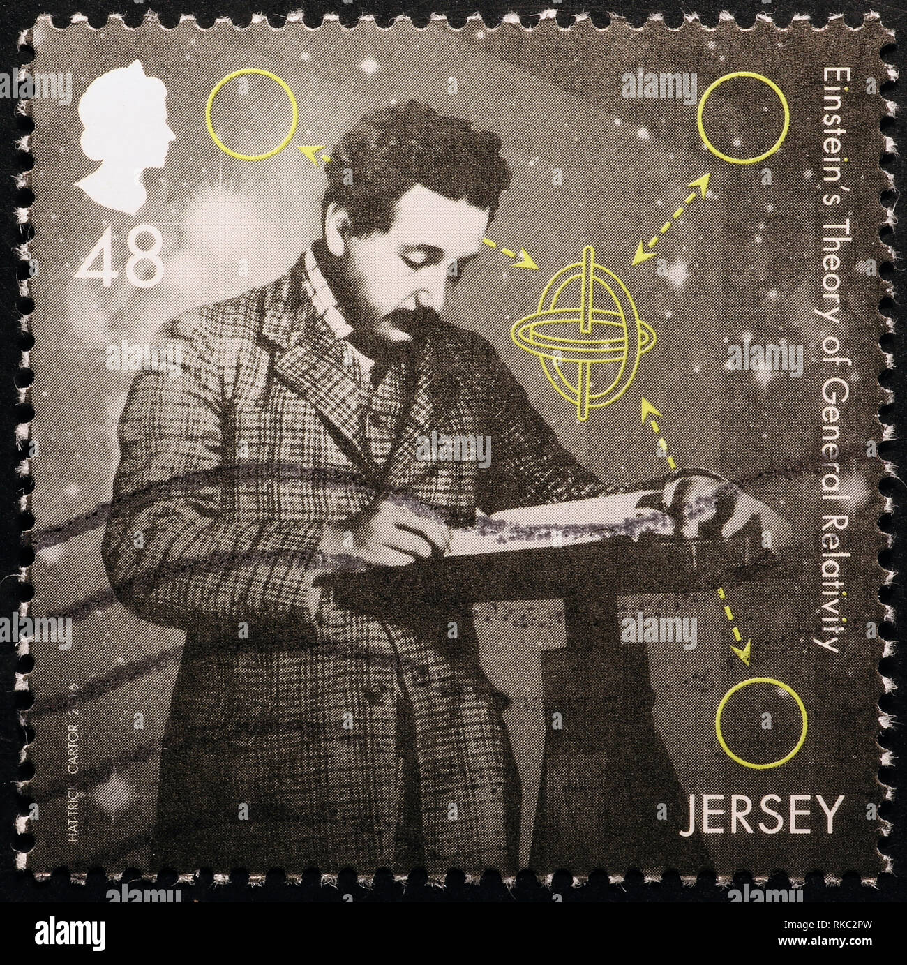 Giovani Albert Einsten pensare sul timbro di Jersey Foto Stock