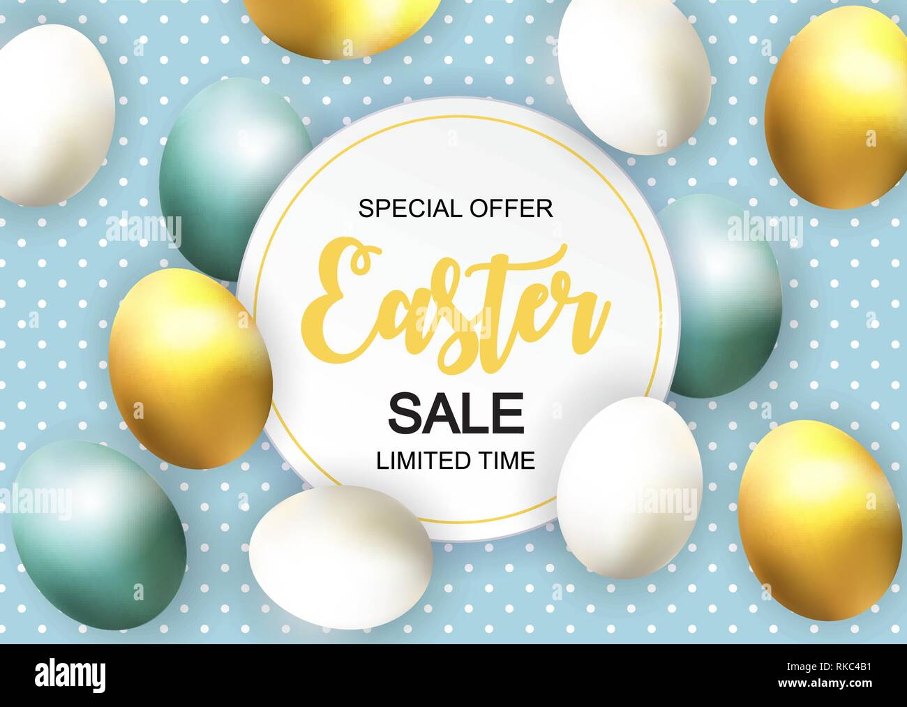 Felice Pasqua carino vendita Poster sfondo con uova. Illustrazione Vettoriale Illustrazione Vettoriale