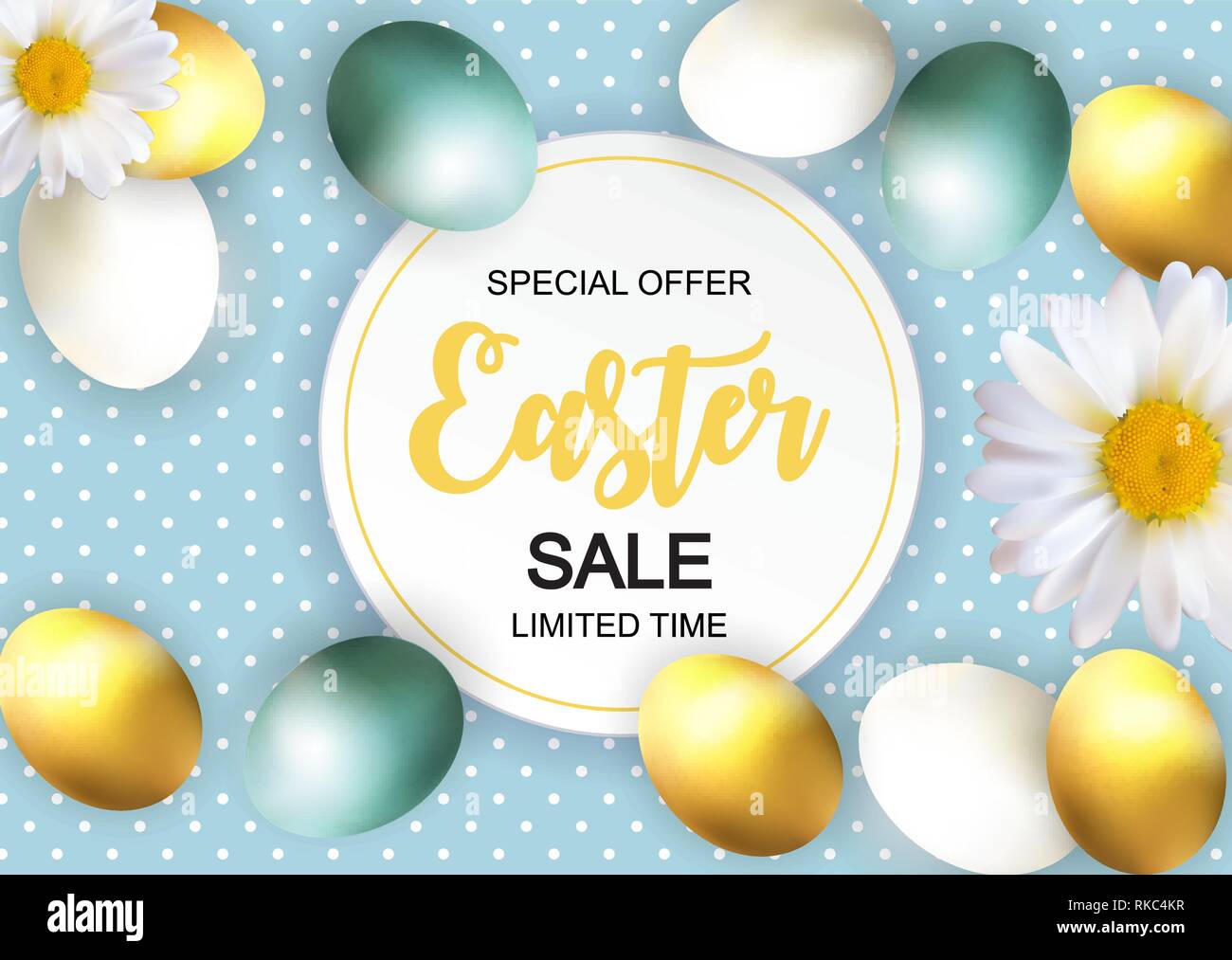 Felice Pasqua carino vendita Poster sfondo con uova. Illustrazione Vettoriale Illustrazione Vettoriale