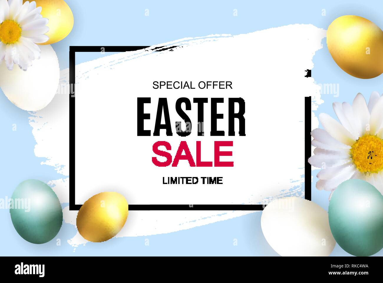 Felice Pasqua carino vendita Poster sfondo con uova. Illustrazione Vettoriale Illustrazione Vettoriale