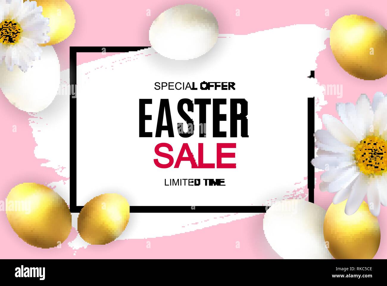 Felice Pasqua carino vendita Poster sfondo con uova. Illustrazione Vettoriale Illustrazione Vettoriale