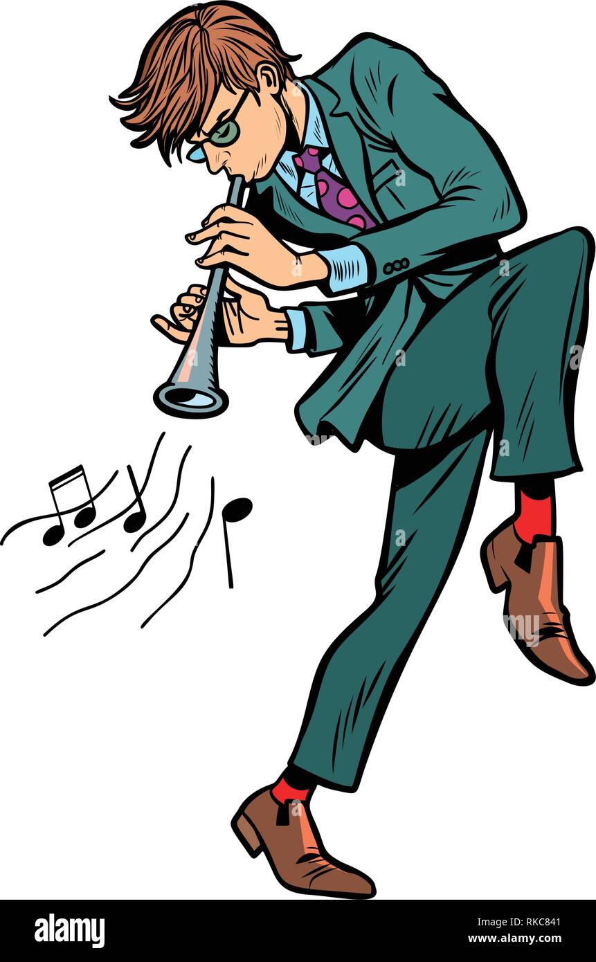 L'uomo suonare il clacson. Fumetto cartoon arte pop retrò illustrazione vettoriale disegno Illustrazione Vettoriale
