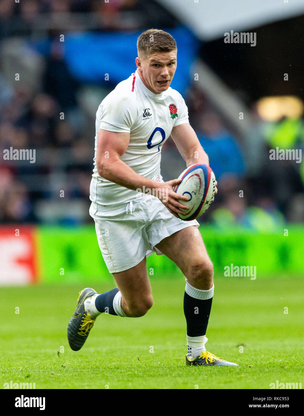 Rugby Union, Twickenham, Londra, Regno Unito. Il 10 febbraio 2019. 10/02/2019 Owen Farrell di Inghilterra durante il Guinness 6 Nazioni match tra Inghilterra e Francia a Twickenham Stadium. Credit:Paul Harding/Alamy Live News Foto Stock