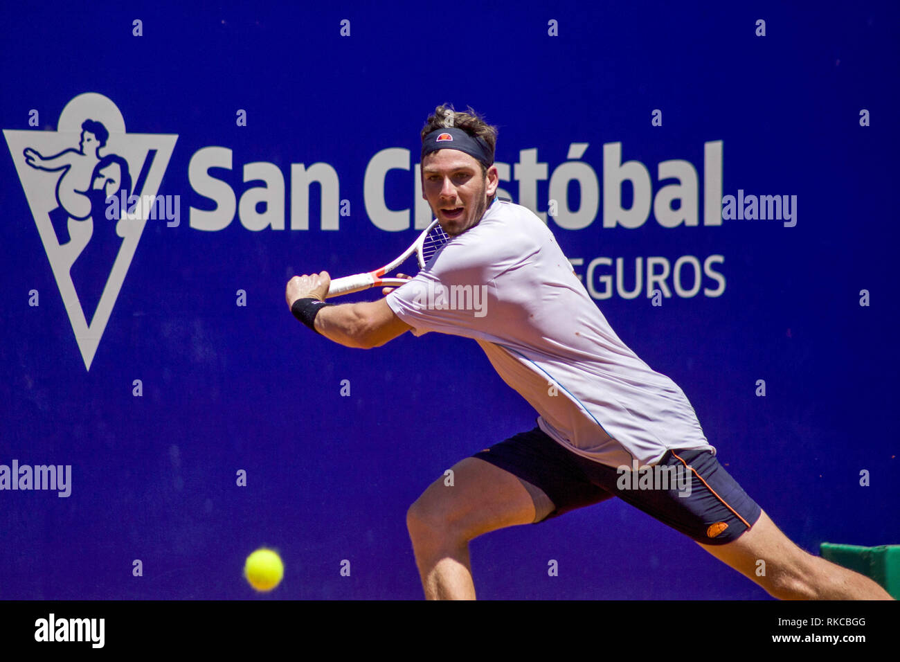 Buenos Aires, Argentina. 10 Febbraio, 2019. Il turno di qualificazione continua sulla sua seconda data questa domenica 10 con le corrispondenze tra la British Cameron Norrie e il Brasiliano Rogerio Dutra Silva con una vittoria del brasiliano in 6-7; 7-6; 6-2.Nella foto il britannico Cameron Norrie. Credito: Roberto Almeida Aveledo/ZUMA filo/Alamy Live News Foto Stock