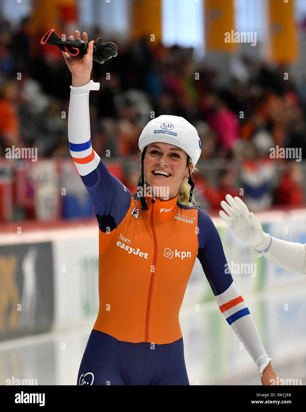 10-02-2019 SCHAATSEN: ISU WORLD singole distanze SPEEDSKATING: INZELL: Germania Irene Schouten heeft op indrukwekkende wijze de wereldtitel op de massastart gepakt foto: SCS/Chamid Soenar Foto Stock