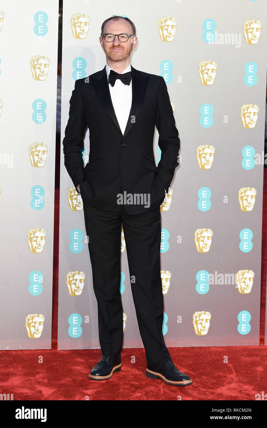 Londra, Regno Unito. 10 Febbraio, 2019. Londra, Regno Unito. Febbraio 10, 2019: Mark Gatiss in arrivo per il BAFTA Film Awards 2019 presso la Royal Albert Hall di Londra. Immagine: Steve Vas/Featureflash Credito: Paul Smith/Alamy Live News Foto Stock