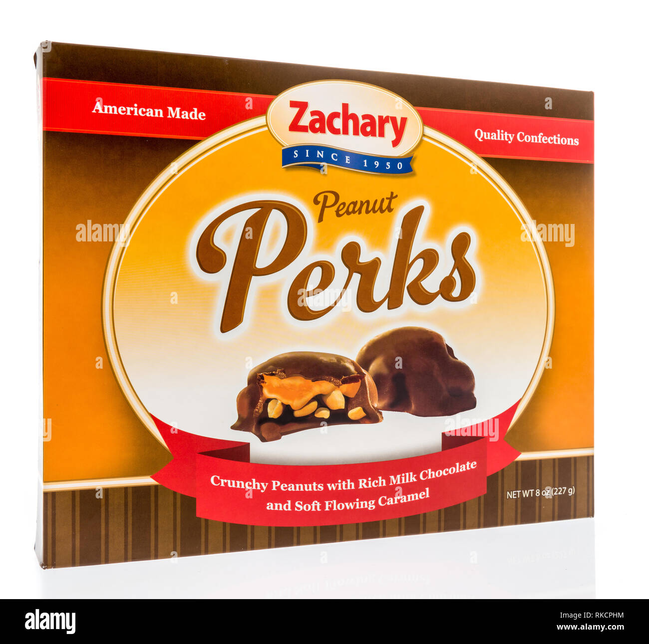 Winneconne, WI - 8 Febbraio 2019: un pacchetto di Zachary peanut perks isolato su un background Foto Stock
