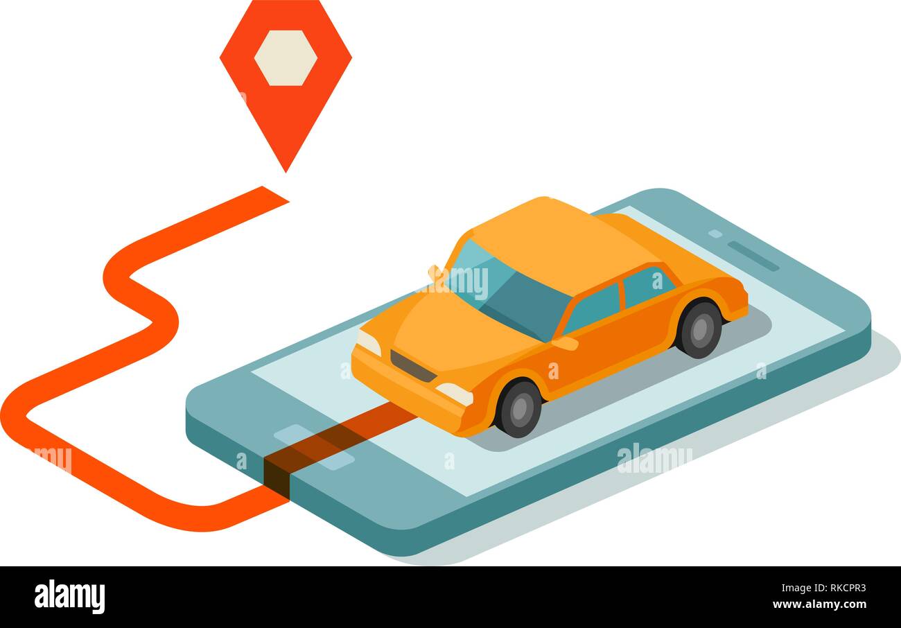 Servizio Taxi per internet mobile app. Illustrazione Vettoriale Illustrazione Vettoriale