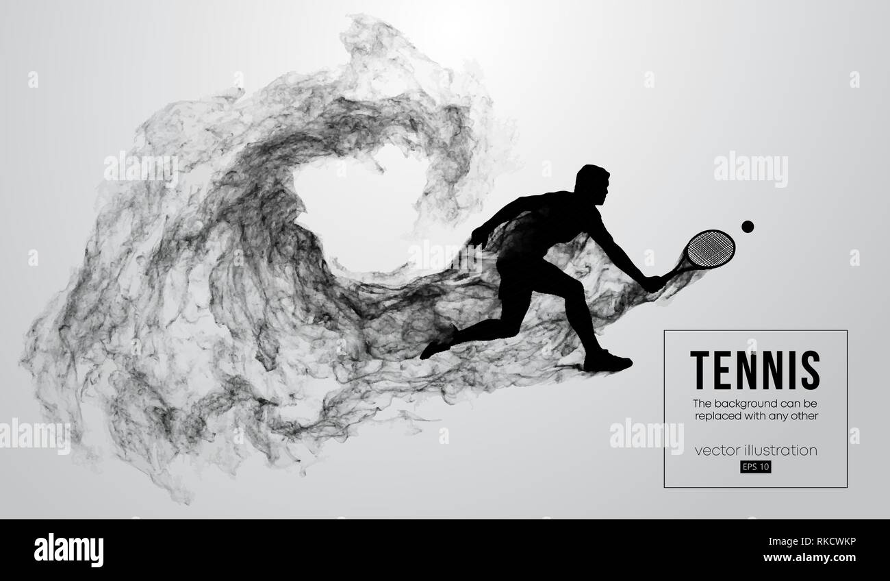 Silhouette astratta di un giocatore di tennis uomo maschio Illustrazione Vettoriale