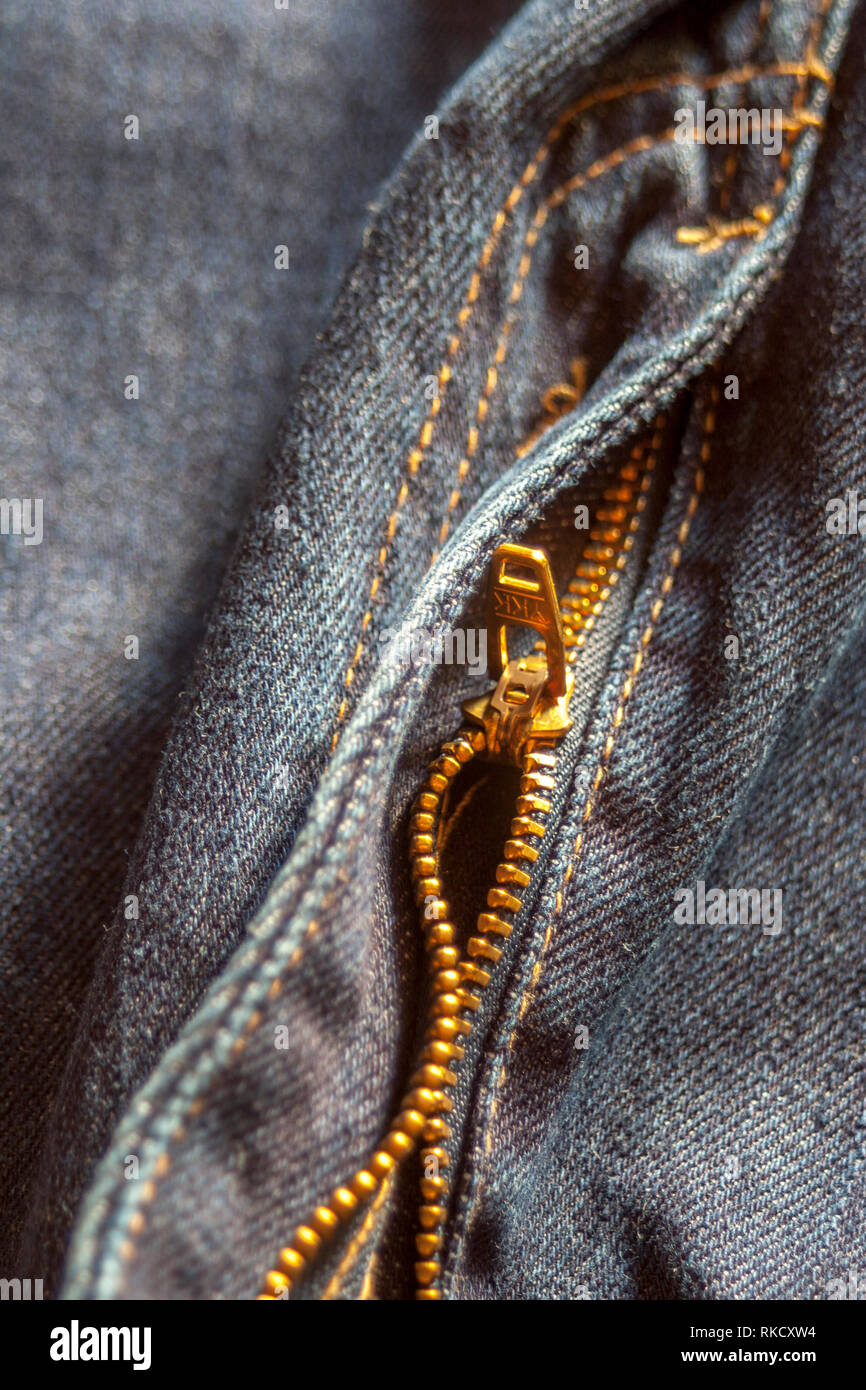 Cerniera jeans Foto Stock