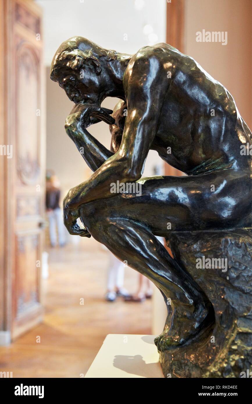 '''Il Pensatore'', la scultura di Auguste Rodin. Museo Rodin. Parigi. Francia Foto Stock
