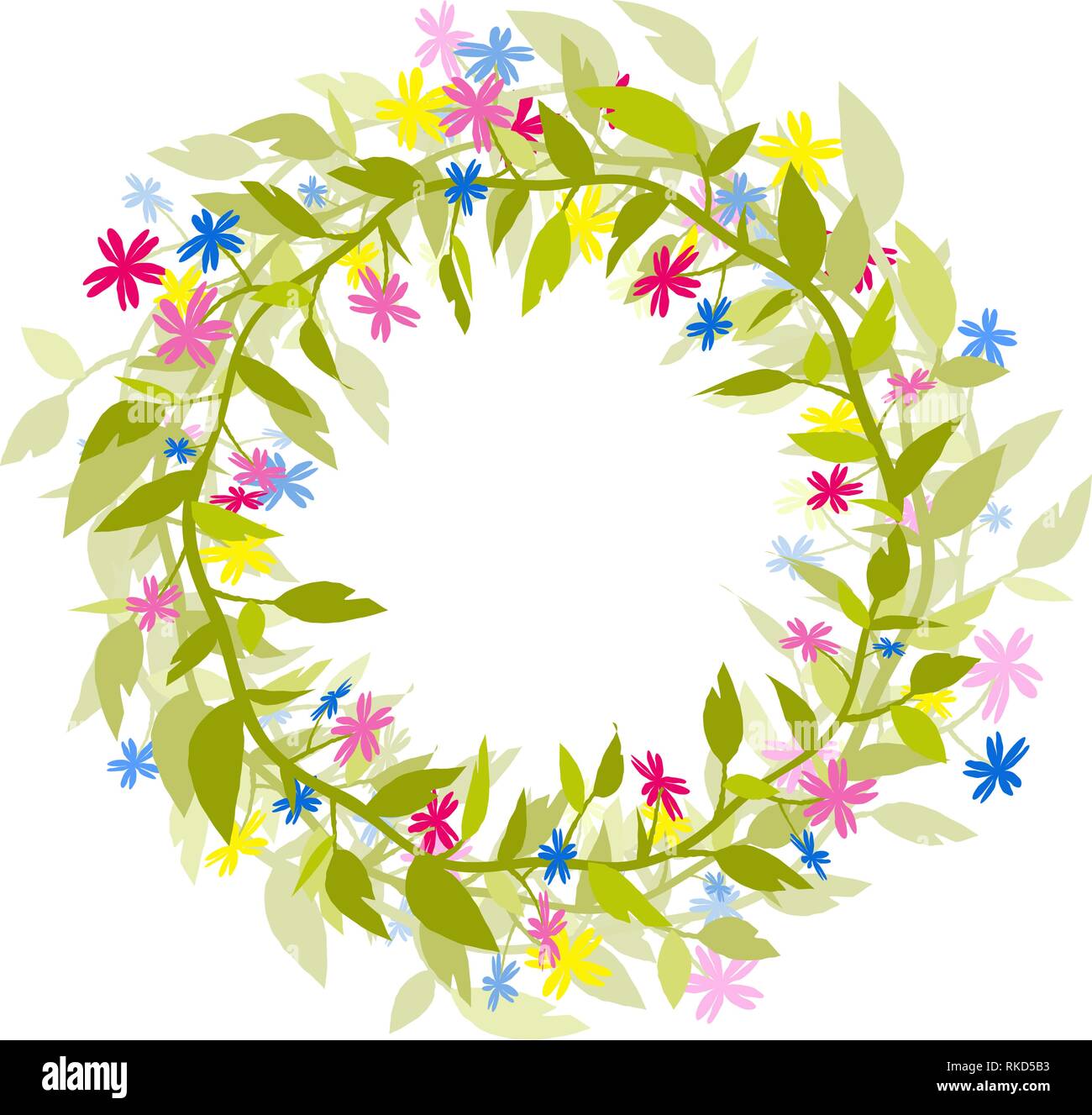 Ghirlanda di fiori ed erbe aromatiche. Vettore isolato immagine. Eps 10 Illustrazione Vettoriale