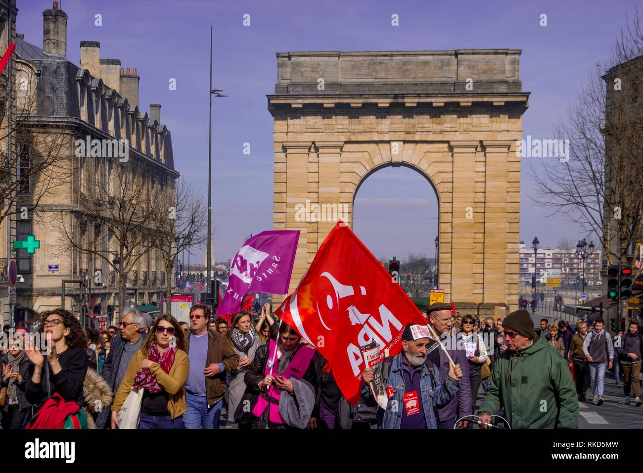 Francia, Nouvelle Aquitaine, Gironde, al Rally lo sciopero generale del 22 marzo 2018, a Bordeaux. Foto Stock