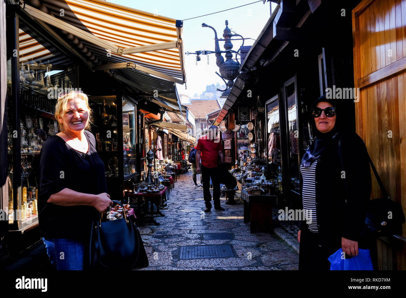 Bascarsija bazaar a Sarajevo, Bosnia ed Erzegovina. Foto Stock