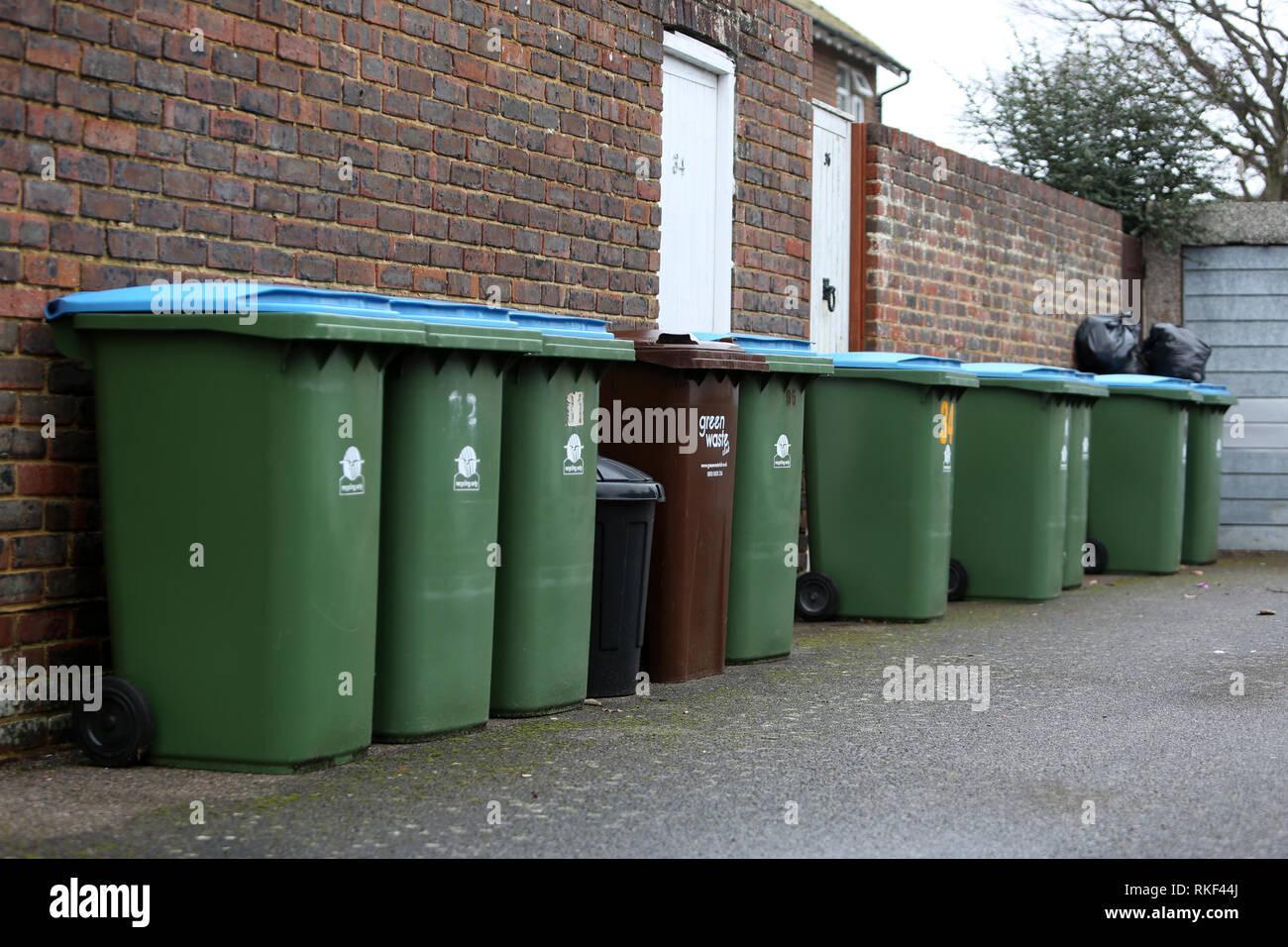 Vista generale di alcuni scomparti interni in una strada a Bognor Regis, West Sussex, Regno Unito. Foto Stock