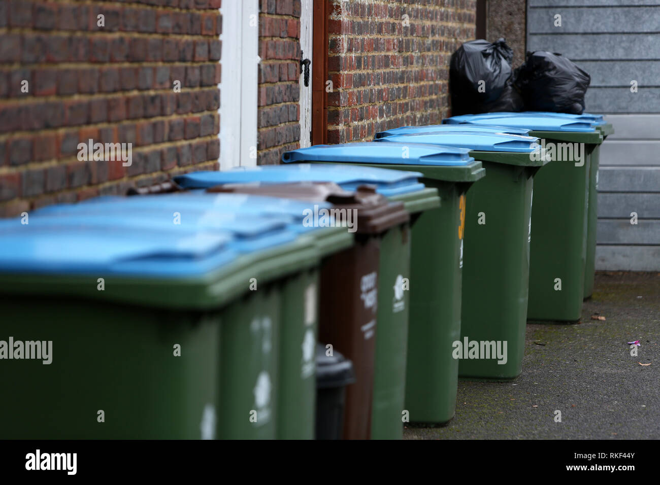 Vista generale di alcuni scomparti interni in una strada a Bognor Regis, West Sussex, Regno Unito. Foto Stock