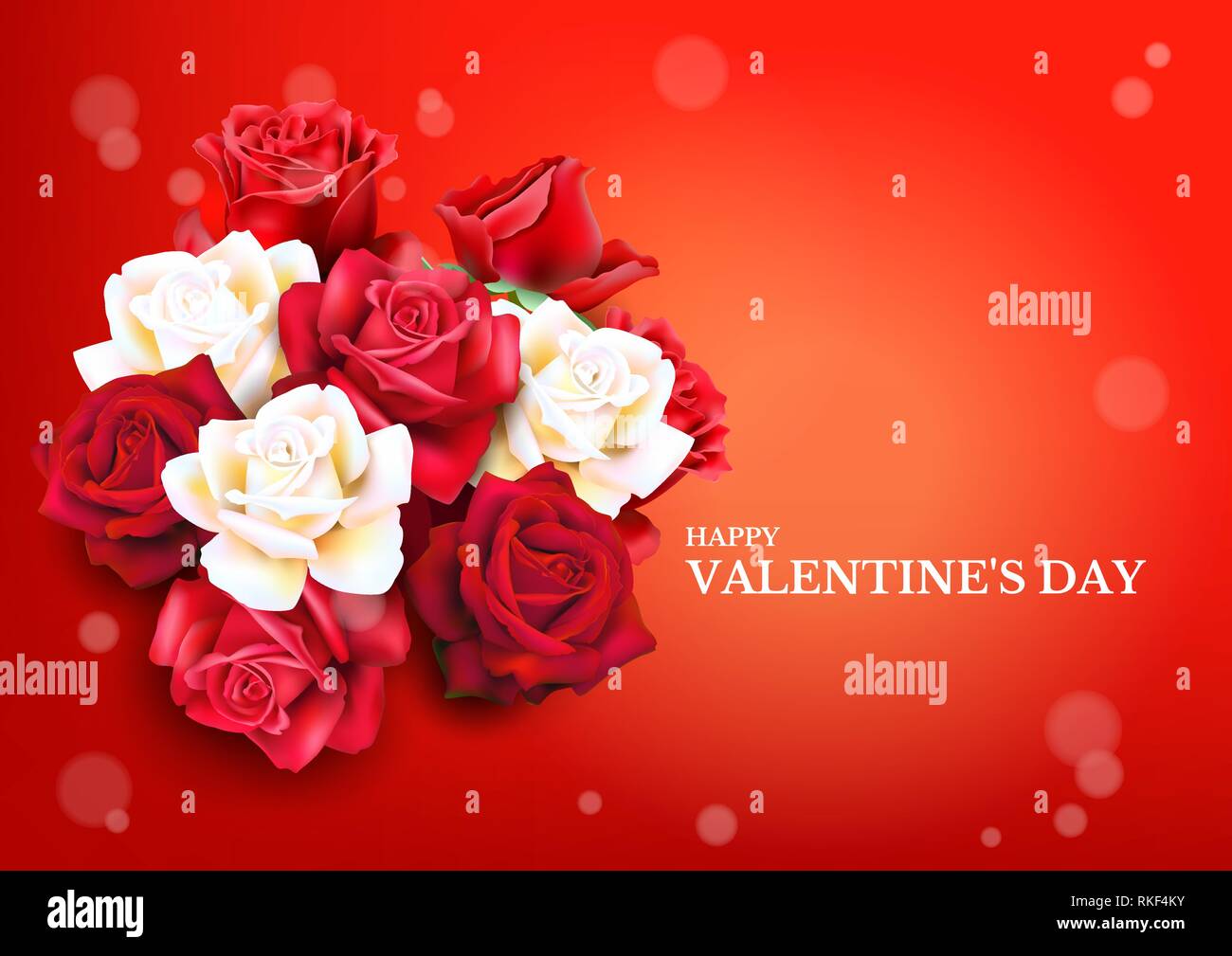 Il giorno di San Valentino sfondo vettoriale. Felice il giorno di san valentino biglietto di auguri con rose e nastro. Illustrazione Vettoriale. Illustrazione Vettoriale