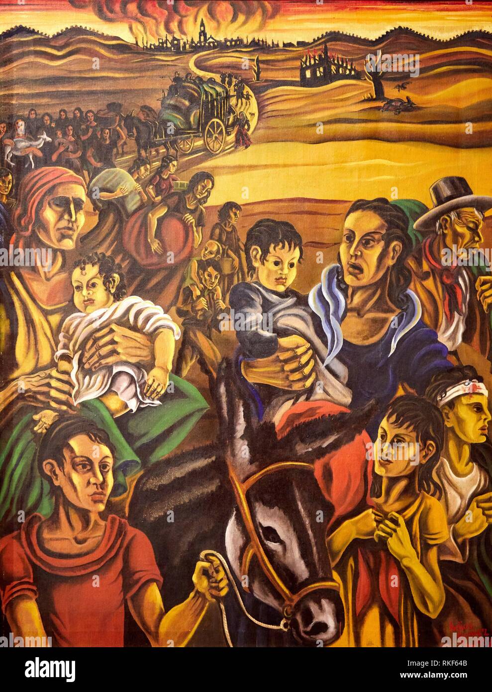 '''Evacuazione", 1937, Helios Gómez Rodríguez, Museo Nazionale di Arte Catalana, Museu Nacional d'Art de Catalunya MNAC, Barcellona, Spagna, Europa Foto Stock