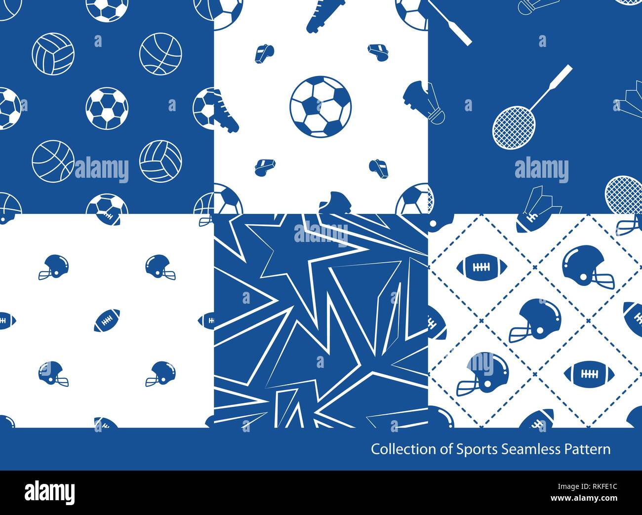 Seamless pattern impostato. Collezione Sports Illustrazione Vettoriale
