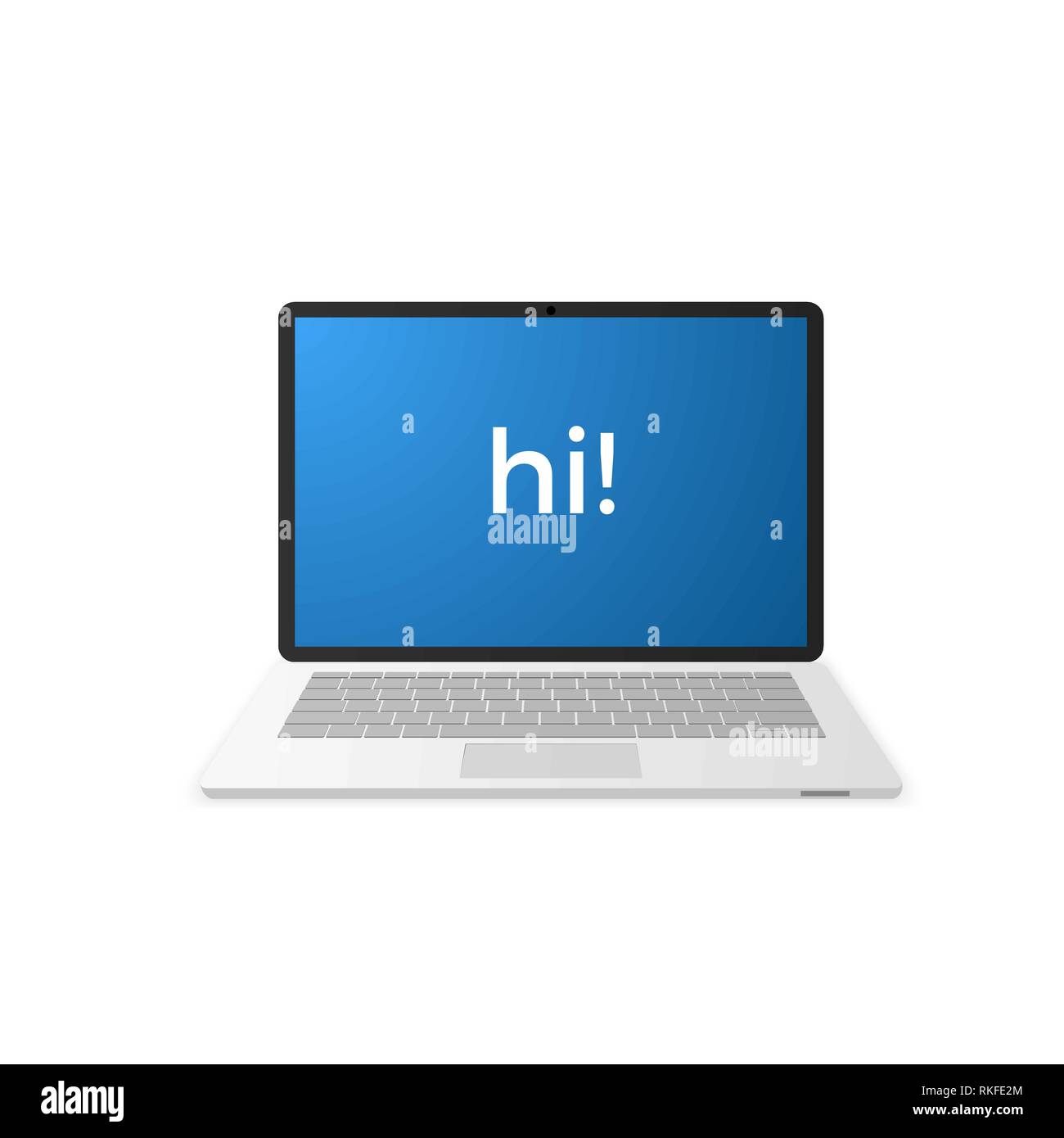 Computer portatile con Hi sullo schermo. Illustrazione Vettoriale Illustrazione Vettoriale