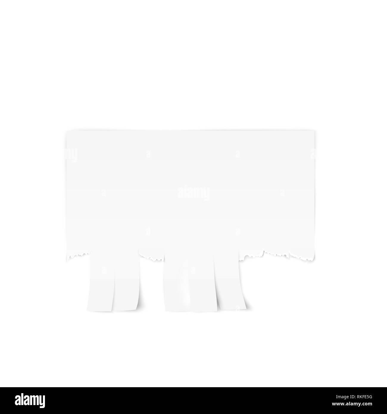Strappare la carta modello. Annuncio bianco carta su sfondo bianco. Illustrazione di vettore isolato su sfondo bianco Illustrazione Vettoriale