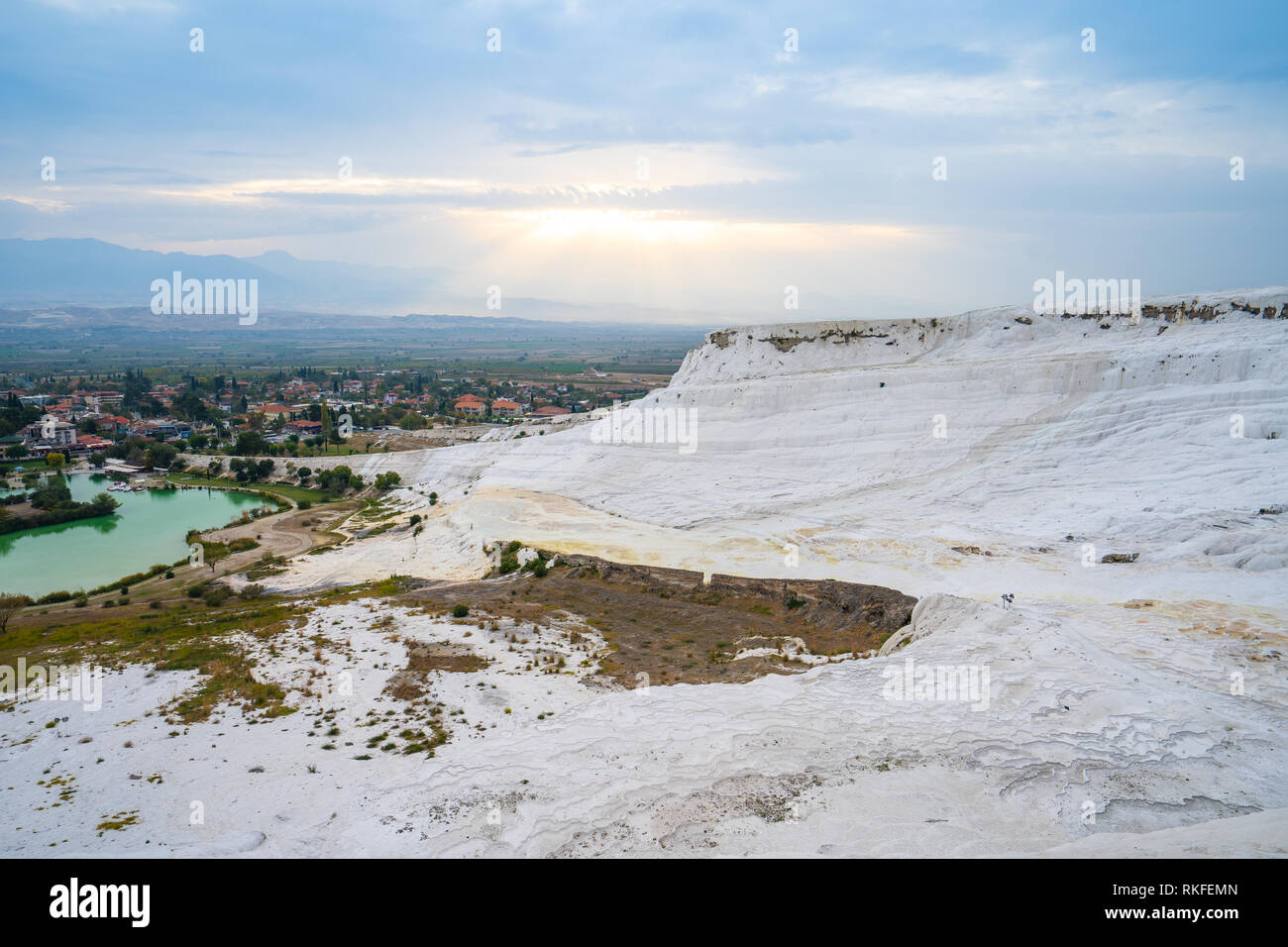 Pamukkale castello di cotone in Denizli, Turchia. Foto Stock