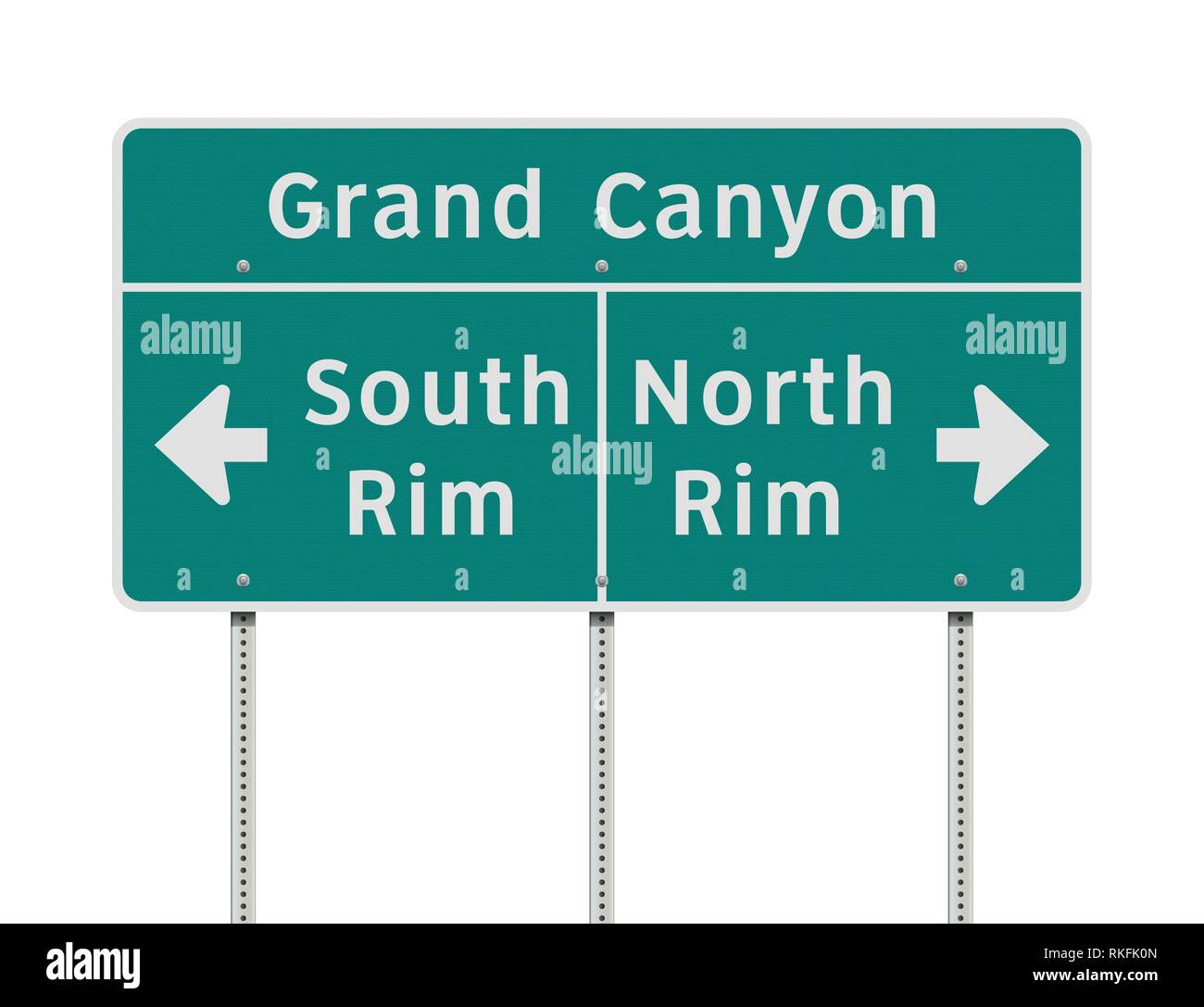Illustrazione Vettoriale del Grand Canyon South e Nord direzione cerchi cartello verde Illustrazione Vettoriale