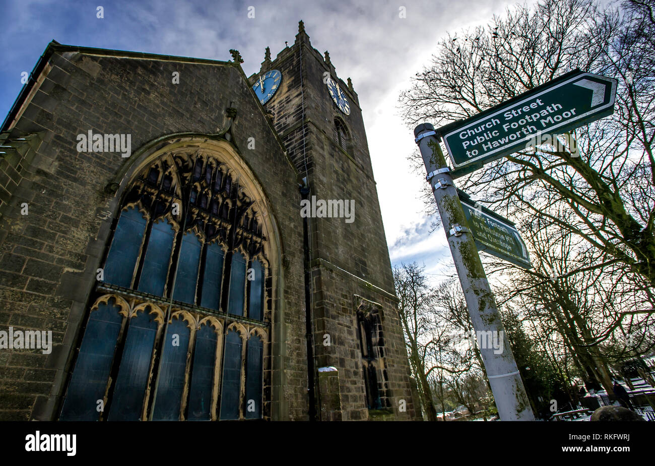 Il villaggio di Haworth nel West Yorkshire, Inghilterra, Regno Unito. Il villaggio fu dimora del celebre brémont' sorelle Ð Charlotte, Emily e Anne, che tutti hanno scritto th Foto Stock