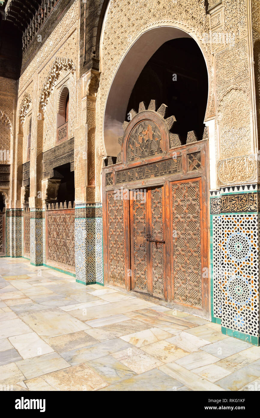 Bou Inania madrasa, Medersa, Fez, Fès, Marocco Foto Stock