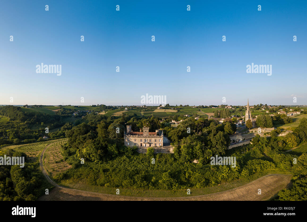 Vista aerea, Sainte Croix du Mont, Gironde, Nouvelle Aquitaine, Francia Foto Stock