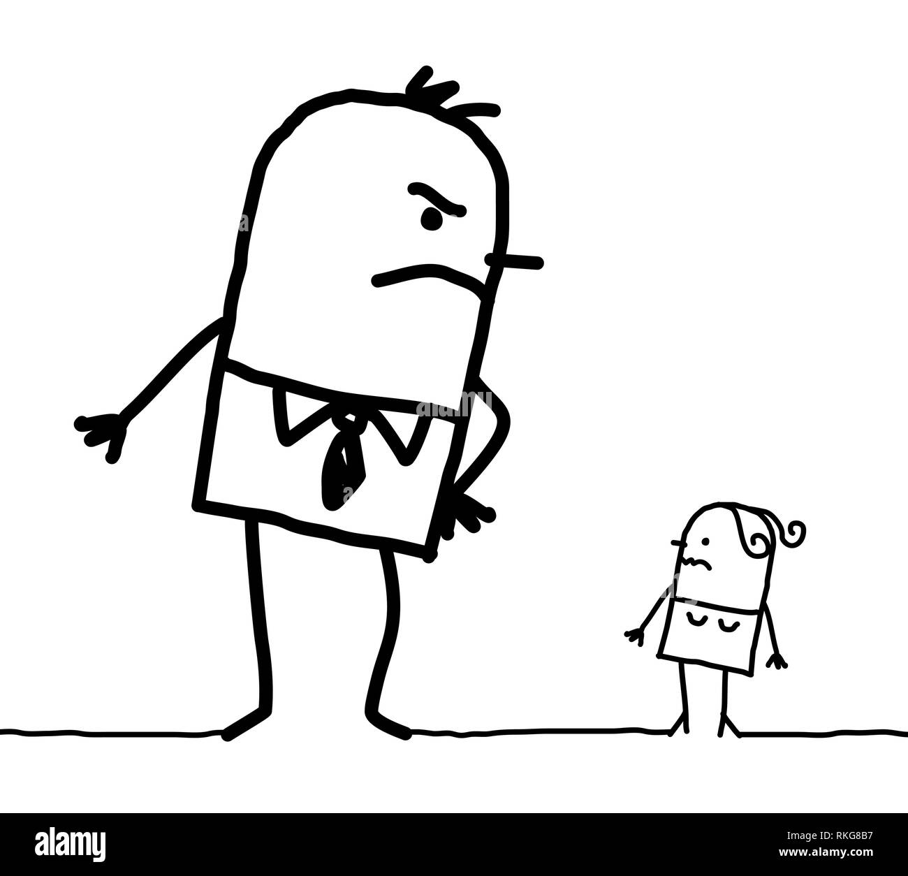 Cartoon uomo grande e piccola donna Illustrazione Vettoriale