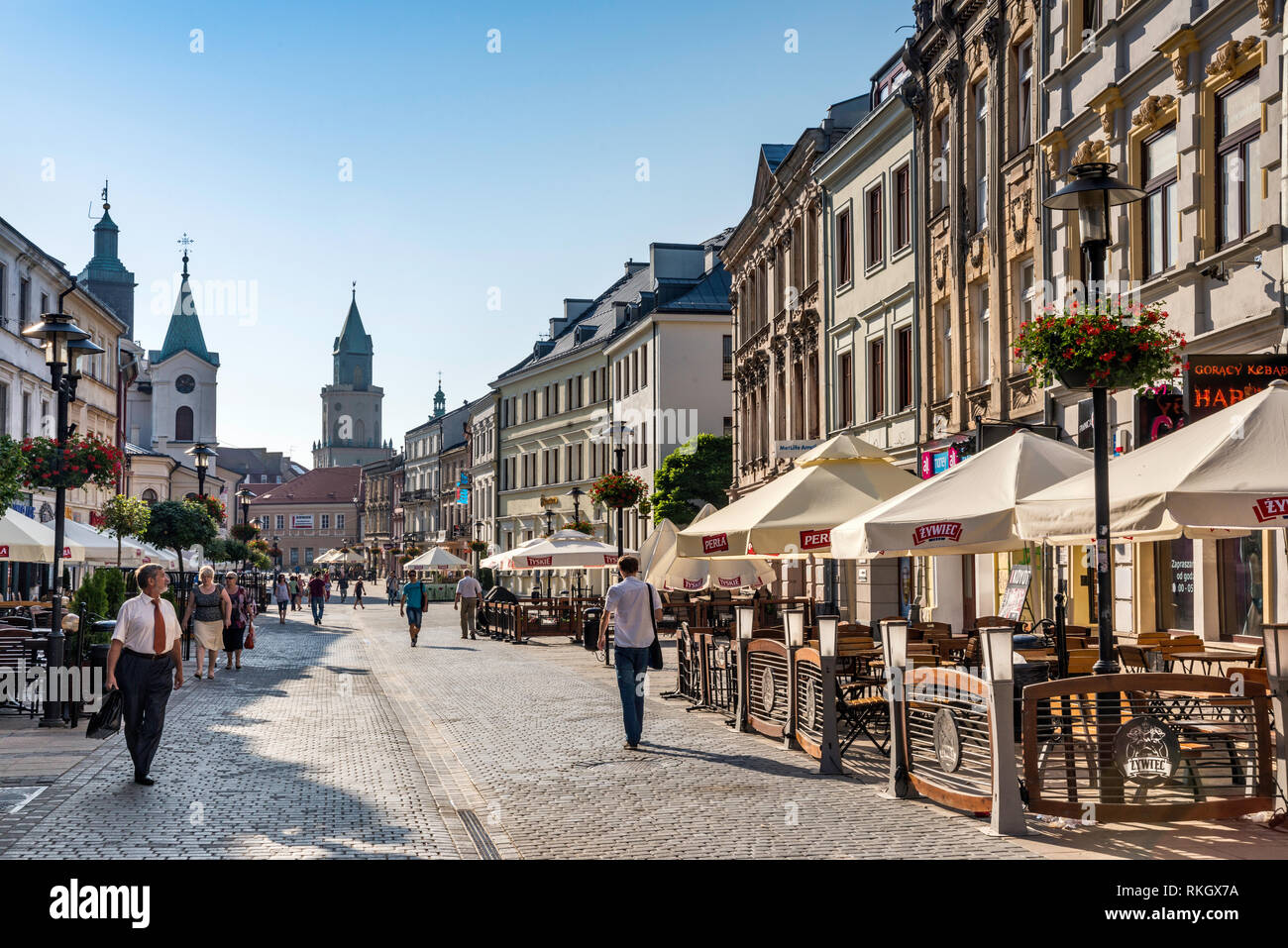 Solo pedonale sezione di Krakowskie Przedmiescie street vicino Città Vecchia sezione di Lublino, Malopolska aka Piccola Polonia regione, Polonia Foto Stock