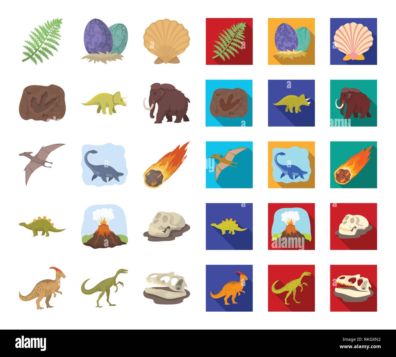 L'età,animale,antichità,l'arte,cartoon,appartamento,raccolta,design,dinosauro,dinosauri,l'uovo,eruzione,l'estinto,fiamma,footprint,fossili,gallimimus,erbivoro,uomo,icona,immagine,isolato,jurassic,logo,mammifero,mammoth,meteorite,parasaurolophus,periodo,impianto,preistoria,pterodactyloidea,rimane,rock,mare,seashell,impostare,segno,stegosaurus,pietra,il simbolo,triceratops,tirannosauro,vettore,vulcano,web vettori vettore , Illustrazione Vettoriale