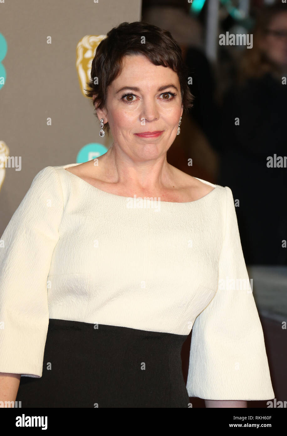 Londra, UK, 10 febbraio, 2019. Olivia Colman assiste la 72a British Academy Film Awards presso la Royal Albert Hall Foto Stock