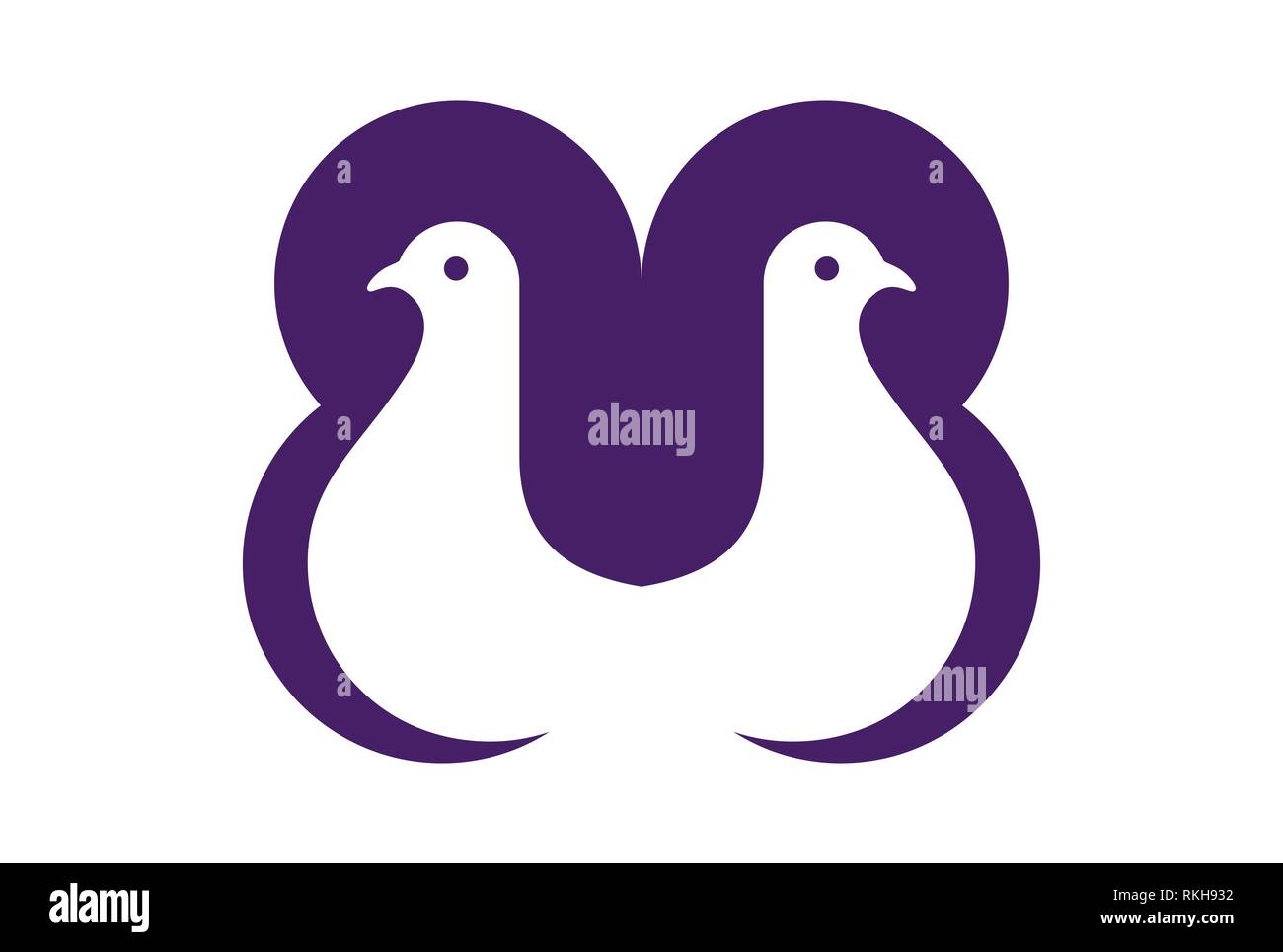 Colomba lettera m astratta icona logo vector concept design piatto Foto Stock