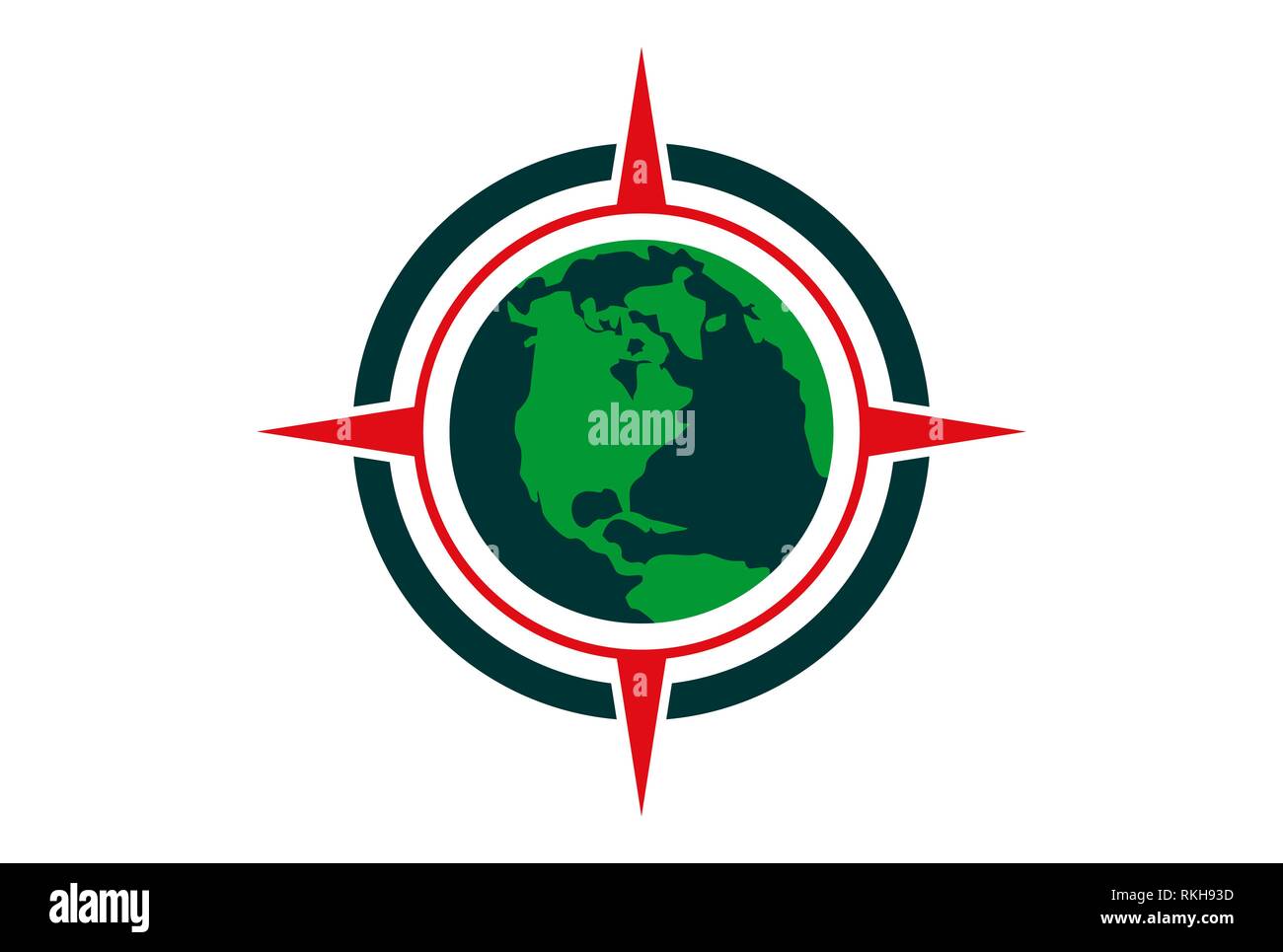 Compass Globo mondo icona logo vector concept design piatto Foto Stock