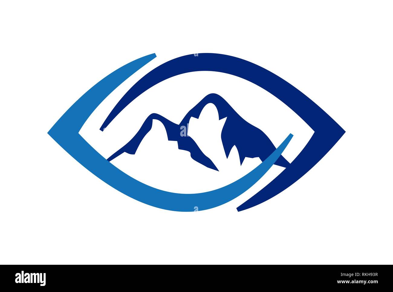 Occhio di montagna logo astratto vettore icona concept design piatto Foto Stock