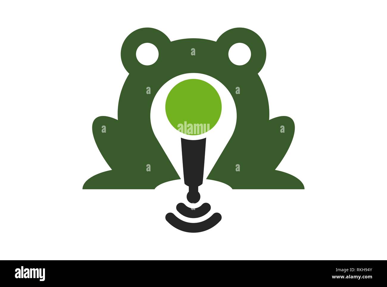 Rana cantare microfono karaoke icona logo vector concept design piatto Foto Stock