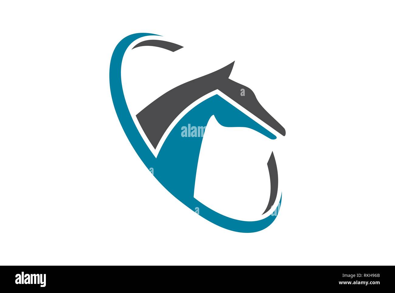 Horse Farm logo astratto concetto vettore icona concept design piatto Foto Stock