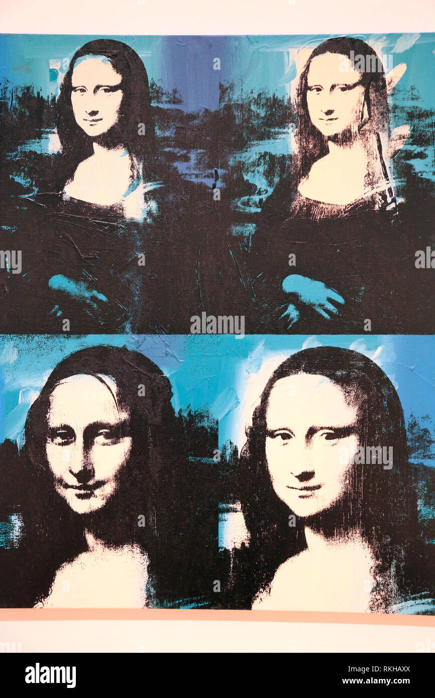 Quattro Mona Lisas da Andy Warhol display in Art Institute of Chicago.Chicago.Illinois.USA Foto Stock
