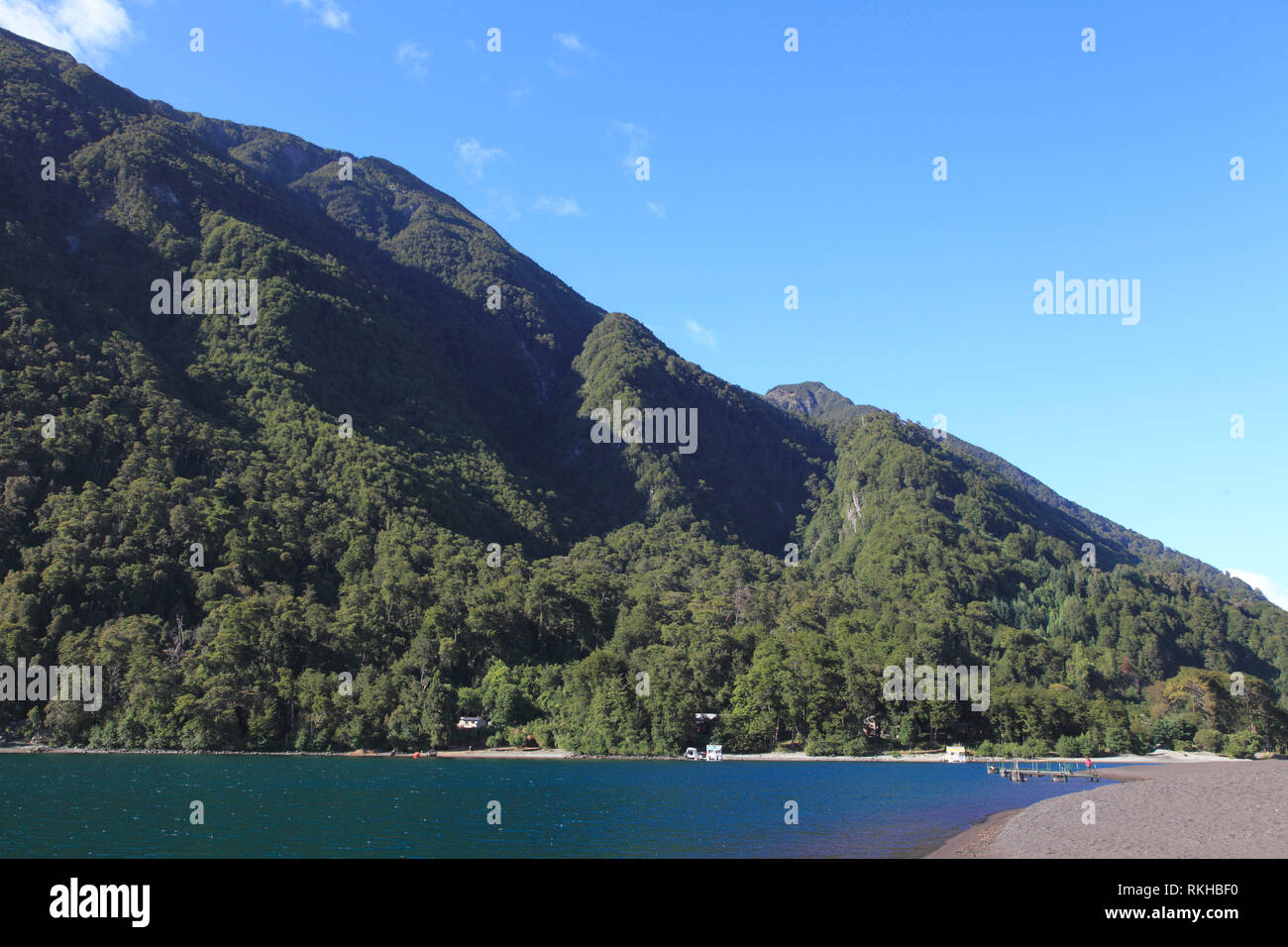 Il Cile, Lake District, Petrohue, Lago Todos Los Santos, Foto Stock