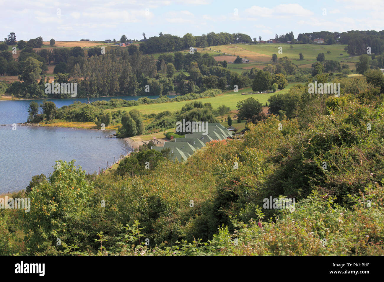 Il Cile, Lake District, Lago Llanquihue, paesaggio, paesaggio, Foto Stock