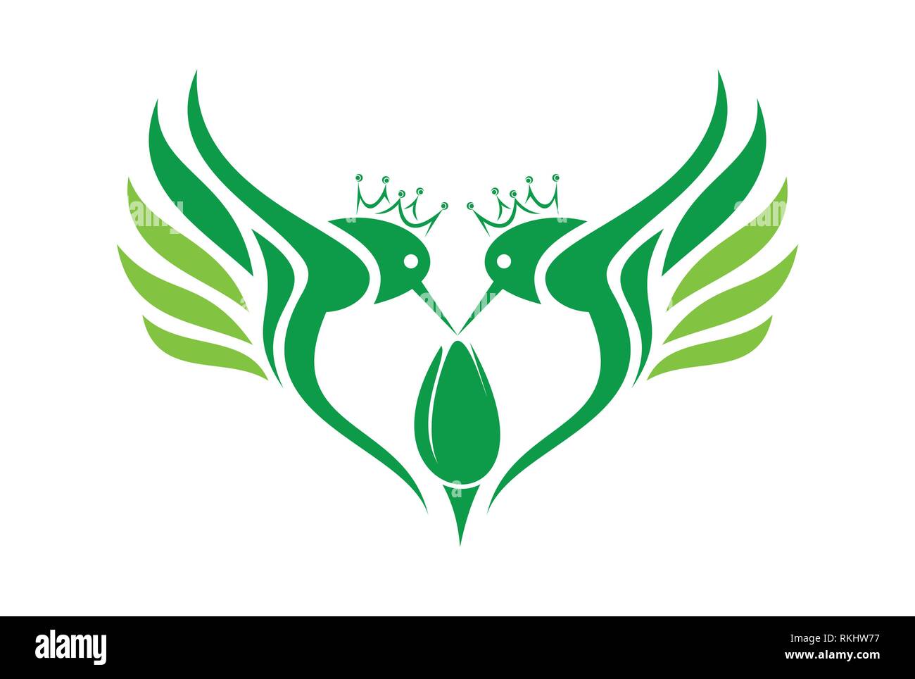 hummingbirds re astratto amore icona Illustrazione Vettoriale