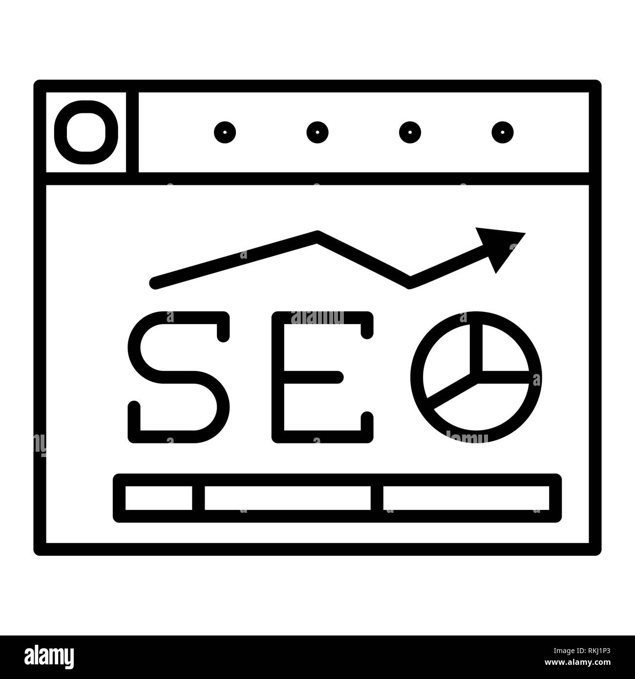 Icona di SEO, illustrazione vettoriale, E-commerce contorno Foto Stock